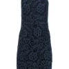 Rebecca Taylor - Navy Floral Lace Sleeveless Sheath Dress w/ Black Underlay Sz 4