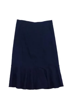 Rebecca Taylor - Navy Linen Flute Hem Suit Skirt Sz 2
