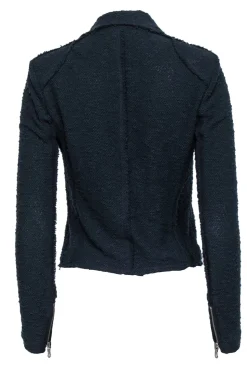 Rebecca Taylor - Navy Tweed Moto-Style Zip-Up Jacket Sz 0