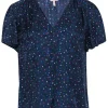 Rebecca Taylor - Navy w/ Multicolored Dot Printed Blouse Sz 12