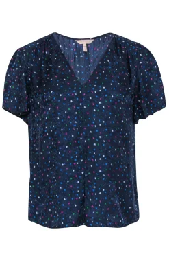 Rebecca Taylor - Navy w/ Multicolored Dot Printed Blouse Sz 12