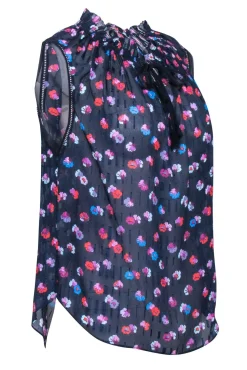 Rebecca Taylor - Navy w/ Multi Color Floral Print Top Sz 8