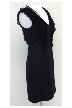 Rebecca Taylor - Navy Wool & Silk Ruffle Sleeveless Dress Sz 2