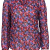Rebecca Taylor - Red & Purple Floral Print Long Sleeve Blouse Sz 4