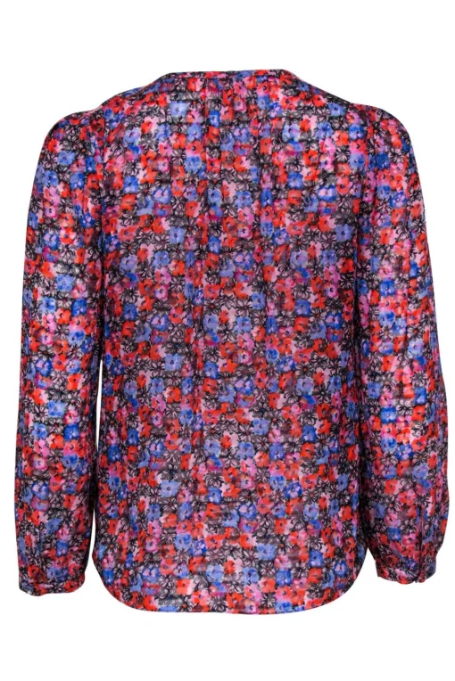 Rebecca Taylor - Red & Purple Floral Print Long Sleeve Blouse Sz 4