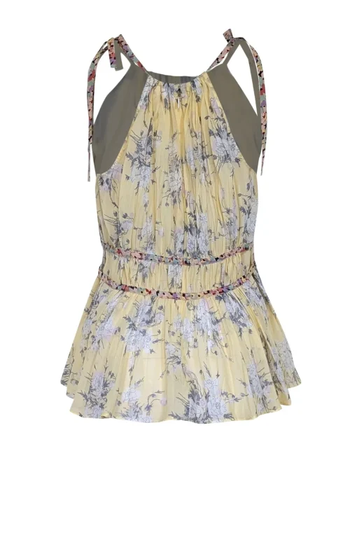 Rebecca Taylor - Yellow & Multicolor Floral Print Sleeveless Top Sz 4