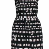 Red Valentino - Black & Tan Ribbon Print Fit & Flare Dress Sz 8