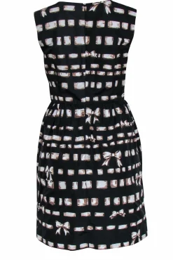 Red Valentino - Black & Tan Ribbon Print Fit & Flare Dress Sz 8