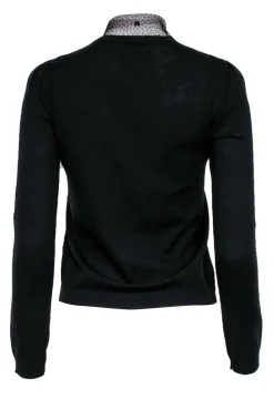 Red Valentino - Black Knit w/ Tulle Neck Tie Detail Sz S