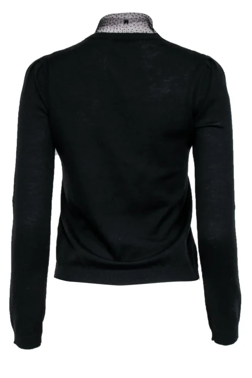 Red Valentino - Black Knit w/ Tulle Neck Tie Detail Sz S