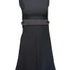 Red Valentino - Black Sleeveless Dress w/ Silver Studded Built In Belt Sz 2