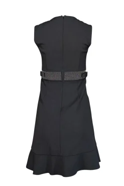 Red Valentino - Black Sleeveless Dress w/ Silver Studded Built In Belt Sz 2