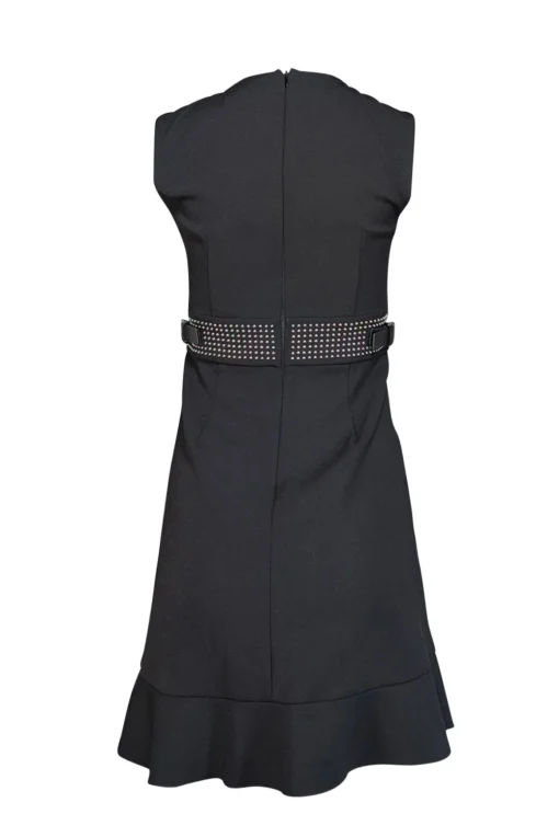 Red Valentino - Black Sleeveless Dress w/ Silver Studded Built In Belt Sz 2