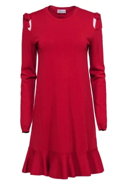 Red Valentino - Red Cold Shoulder Knit Dress Sz M