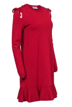 Red Valentino - Red Cold Shoulder Knit Dress Sz M