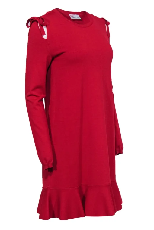Red Valentino - Red Cold Shoulder Knit Dress Sz M