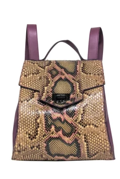 Reece Hudson - Mauve and Tan Snake Print Backpack