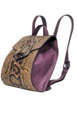Reece Hudson - Mauve and Tan Snake Print Backpack