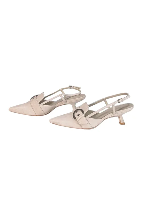 Reformation - Beige Suede Strappy Kitten Heel Sz 7.5