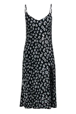 Reformation - Black & White Leopard Print Midi Dress w/ High Slit Sz 4