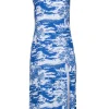 Reformation - Blue & White Scenic Women Print Sleeveless Slip Dress w/ Slit Sz 4