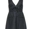 Reformation - Charcoal & Black Grid Print Sleeveless Jumper Dress Sz 4