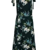 Reformation - Green Floral Print Tie Strap Midi Dress Sz 14