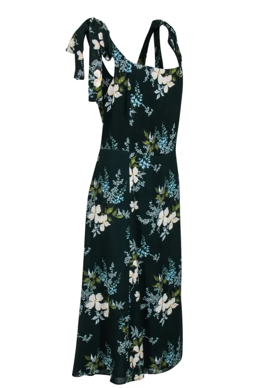 Reformation - Green Floral Print Tie Strap Midi Dress Sz 14