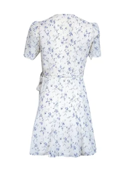 Reformation - Ivory & Blue Floral Print Wrap Dress Sz S