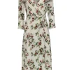 Reformation - Ivory, Red & Green Rose Print "Alessandra" Wrap Maxi Dress Sz XS