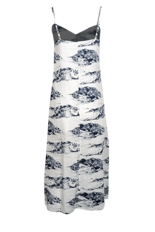 Reformation - White & Blue Toile Print Linen Midi Dress Sz XS