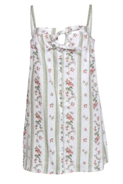 Reformation - White, Pink & Green Striped & Floral Print “Winifred” Linen Shift Dress Sz 8