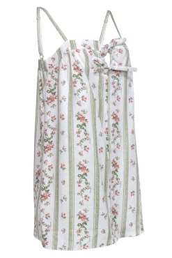 Reformation - White, Pink & Green Striped & Floral Print “Winifred” Linen Shift Dress Sz 8