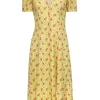 Reformation - Yellow Floral Print Short Sleeve Midi Dress Sz 0