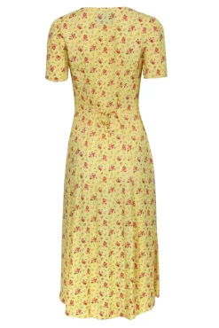 Reformation - Yellow Floral Print Short Sleeve Midi Dress Sz 0