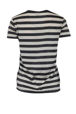 Reiss - Beige & Black Striped Shirt w/ Metallic Threading Sz XS
