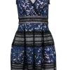 Reiss - Black & Blue Lace Fit & Flare Dress Sz 2
