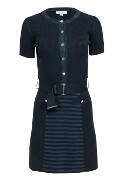 Reiss - Black & Navy Ribbed Knit Dress Sz XS