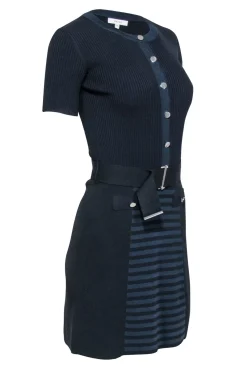 Reiss - Black & Navy Ribbed Knit Dress Sz XS