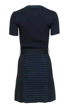 Reiss - Black & Navy Ribbed Knit Dress Sz XS