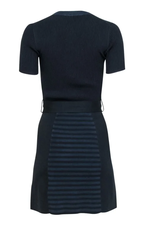 Reiss - Black & Navy Ribbed Knit Dress Sz XS