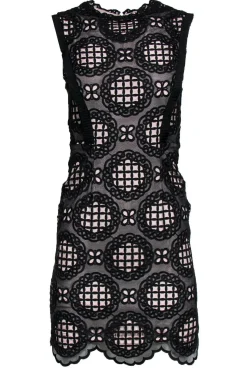 Reiss - Black & Nude Lace Sheath Dress Sz 0