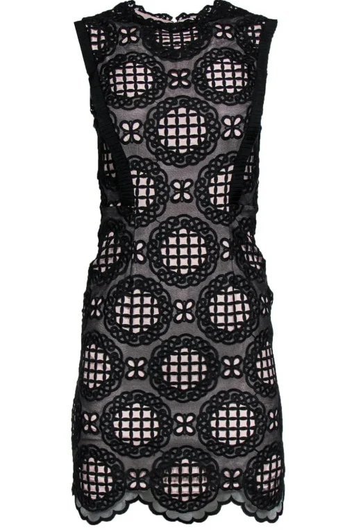 Reiss - Black & Nude Lace Sheath Dress Sz 0