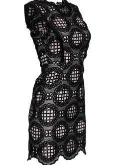 Reiss - Black & Nude Lace Sheath Dress Sz 0