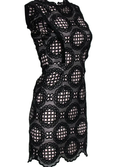 Reiss - Black & Nude Lace Sheath Dress Sz 0