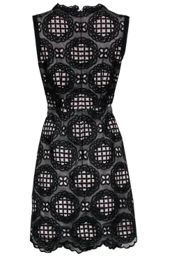 Reiss - Black & Nude Lace Sheath Dress Sz 0