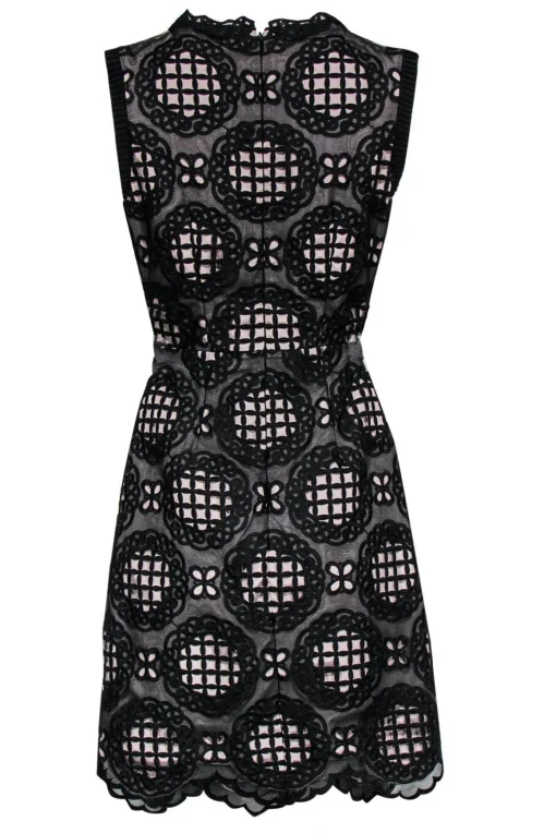 Reiss - Black & Nude Lace Sheath Dress Sz 0