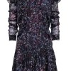Reiss - Black Floral Print Ruffle Mini Dress Sz 8