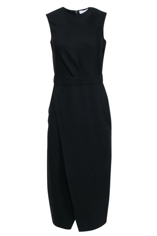 Reiss - Black Sleeveless Tulip Front Bottom Dress Sz M