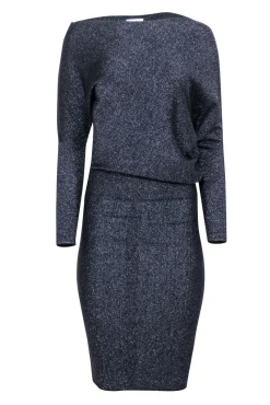 Reiss - Black Sparkly Dress w/ Asymmetric Neckline Sz XS